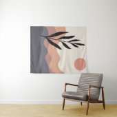 Abstracte tekening van de bladlijnkunst wandkleed (In Situ (horizontaal))