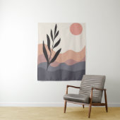Abstracte tekening van de bladlijnkunst wandkleed (In situ)