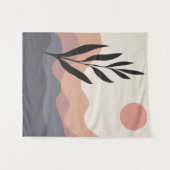 Abstracte tekening van de bladlijnkunst wandkleed (Voorkant (horizontaal))