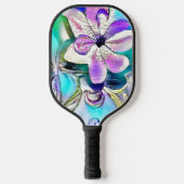 Abstracte tekening van kleurrijke bloemen pickleball paddle (Voorkant)