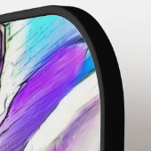 Abstracte tekening van kleurrijke bloemen pickleball paddle (Links Detail)