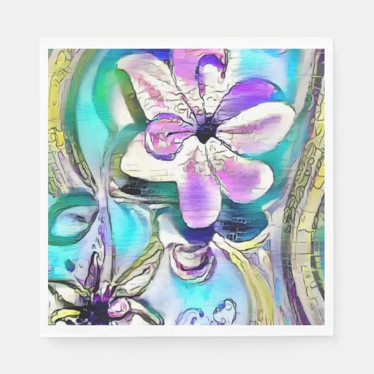 Abstracte tekening van kleurrijke bloemen servet (Voorkant)