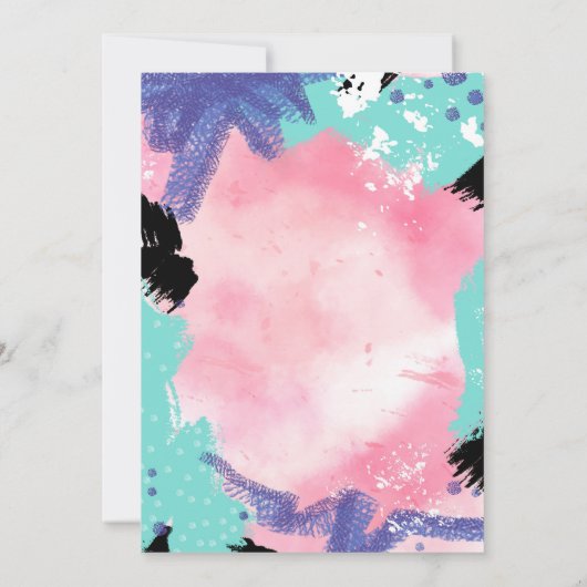 Abstracte tekenpartij uitnodigen kaart (Achterkant)