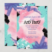 Abstracte tekenpartij uitnodigen kaart (Voorkant / Achterkant)