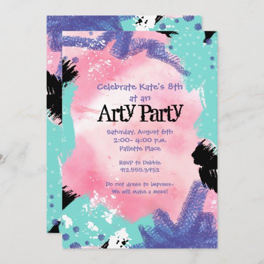 Abstracte tekenpartij uitnodigen kaart (Voorkant / Achterkant)