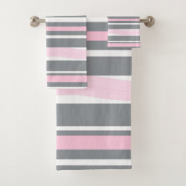 Abstracte tekenroze witte lijnen bad handdoek