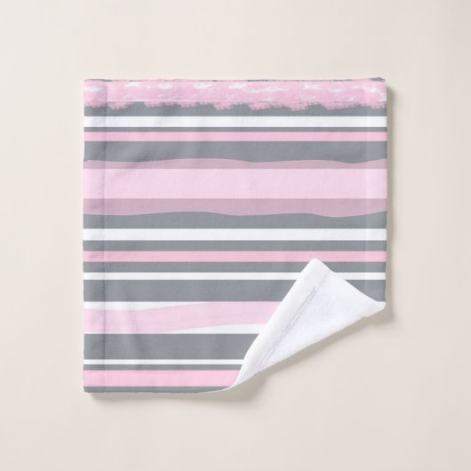 Abstracte tekenroze witte lijnen bad handdoek (Wasdoekje)