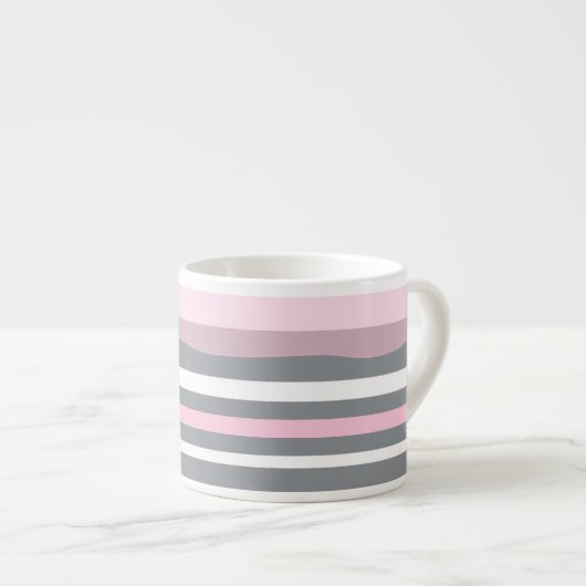 Abstracte tekenroze witte lijnen espresso kop (Voorkant rechts)