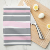 Abstracte tekenroze witte lijnen theedoek (Quarter Fold)