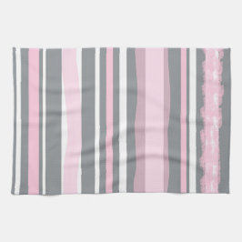 Abstracte tekenroze witte lijnen theedoek