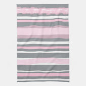 Abstracte tekenroze witte lijnen theedoek (Verticaal)