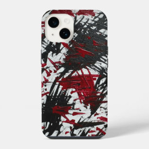 Abstracte tekens in zwart en rood iPhone 14 hoesje