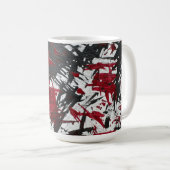 Abstracte tekens in zwart en rood koffiemok (Voorkant rechts)