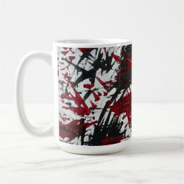 Abstracte tekens in zwart en rood koffiemok