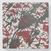 Abstracte tekens in zwart en rood stenen onderzetter (Voorkant)