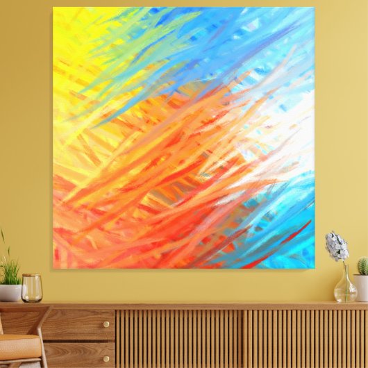 Abstracte tekenverf voor meerdere kleuren 4 canvas afdruk (Insitu (Woonkamer))