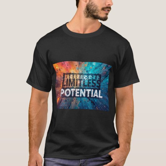 Abstracte Tekst Grenzenloos Potentieel T-shirt (Voorkant)