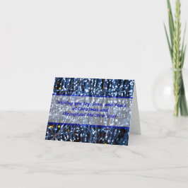 Abstracte tekst met blauwe lampjes feestdagen kaart