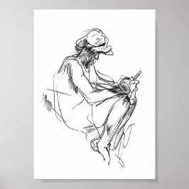 Abstracte telefoon verslaafde sketch poster