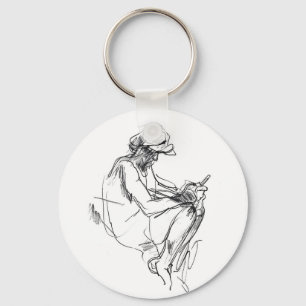 Abstracte telefoon verslaafde sketch sleutelhanger