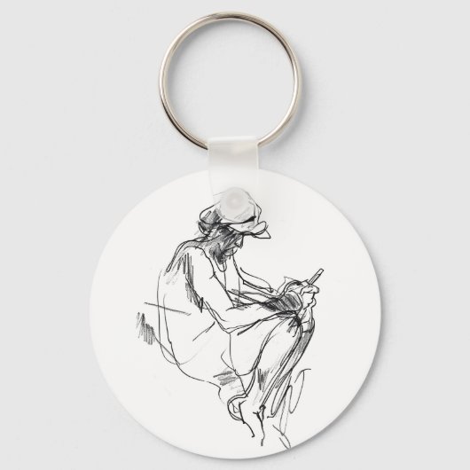 Abstracte telefoon verslaafde sketch sleutelhanger (Voorkant)