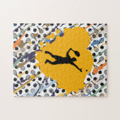 Abstracte Tennis Art Rackets Balls & Player Coach Legpuzzel (Horizontaal)