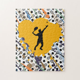 Abstracte Tennis Art Rackets Balls & Player Coach Legpuzzel