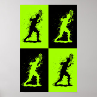 Abstracte tennisspeler - Aquarel stijl - Groen Poster
