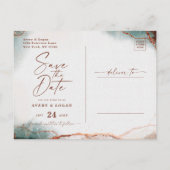 Abstracte Terra Cotta Fall Wedding Opslaan van de  Aankondigingskaart (Achterkant)