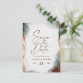 Abstracte Terra Cotta Fall Wedding Opslaan van de Aankondigingskaart (Staand voorkant)