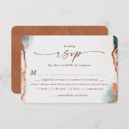 Abstracte Terra Cotta Wedding Meal Choice RSVP-kaa RSVP Kaartje