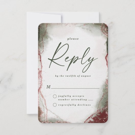 Abstracte Terra Rosa Wedding RSVP Reageer Kaart (Voorkant)