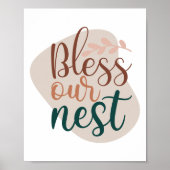Abstracte Terracotta Bless Our Nest Typography Poster (Voorkant)