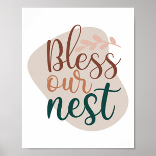 Abstracte Terracotta Bless Our Nest Typography Poster