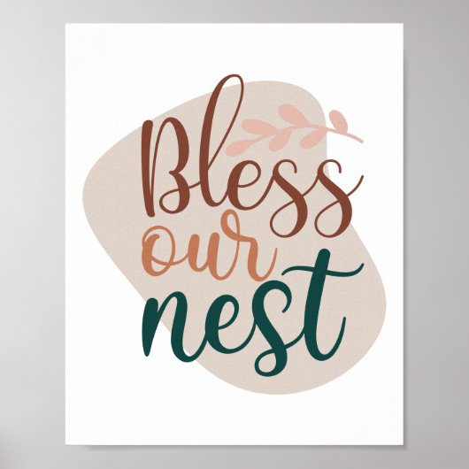 Abstracte Terracotta Bless Our Nest Typography Poster (Voorkant)