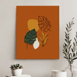 Abstracte terracotta boho bladeren en olie imitatie canvas print<br><div class="desc">Abstracte terracotta boho bladeren en foliage Faux Canvas afdrukken</div>