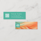 Abstracte terracotta en jade groene waterverf mini visitekaartje (Voorkant / Achterkant)