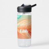 Abstracte terracotta en jade groene waterverf waterfles (Links)