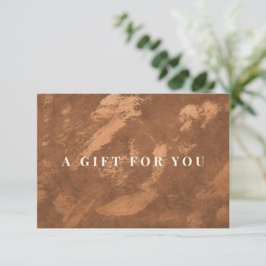 Abstracte Terracotta Koper Certificaat Gift Kaart (Staand voorkant)