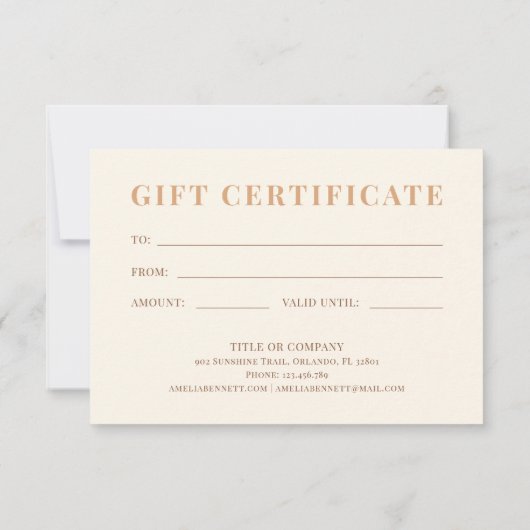 Abstracte Terracotta Koper Certificaat Gift Kaart (Achterkant)