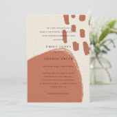 ABSTRACTE TERRACOTTA KRAFT SCANDI WEDDING INVITE BEDANKKAART (Staand voorkant)