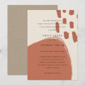 ABSTRACTE TERRACOTTA KRAFT SCANDI WEDDING INVITE BEDANKKAART (Voorkant / Achterkant)