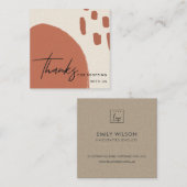 ABSTRACTE TERRACOTTA RED KRAFT SCANDI DANK U VIERKANTE VISITEKAARTJE (Voorkant / Achterkant)
