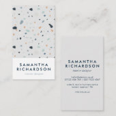 Abstracte Terrazzo Pattern Light Blue & Navy Visitekaartje (Voorkant / Achterkant)