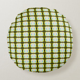 abstracte textuur, kleurrijk gingham-patroon, mode rond kussen