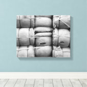 Abstracte textuur zwarte en witte zakken canvas afdruk (Insitu (Houten vloer))