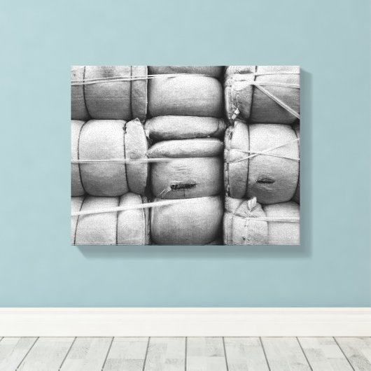 Abstracte textuur zwarte en witte zakken canvas afdruk (Insitu (Houten vloer))