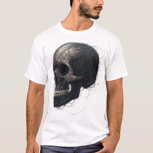 Abstracte Thread-Art Schedel Grafische T-Shirt (Voorkant)
