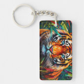 Abstracte Tiger Acryl Rechthoek genaamd Sleutelhanger (Voorkant)