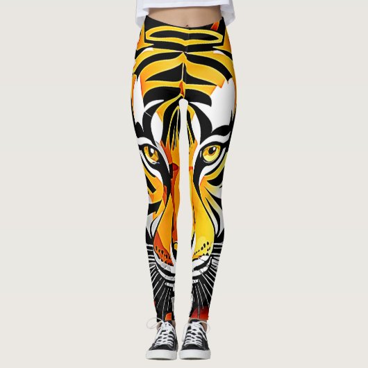 Abstracte Tiger Art Leggings (Voorkant)